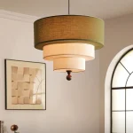 Abat jour salon scandinave​-Lampe à suspension en tissu vert