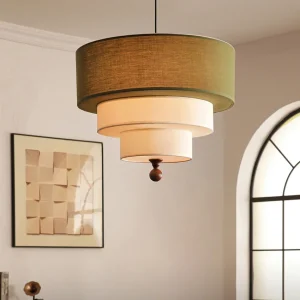 Abat jour salon scandinave​-Lampe à suspension en tissu vert