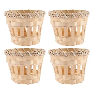 Lot de 4 petits abat-jour en bambou
