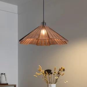 Lampe LED Suspendue en Bois – Style Wabi-Sabi
