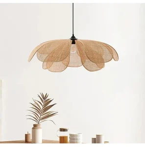Lampe Suspendue Rotin Fleurs – Éclairage Chambre & Salle à Manger