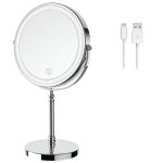 Miroir maquillage USB – rotatif 360°, bureau, style moderne