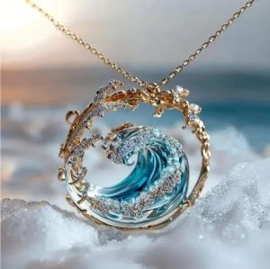 Collier Vague Bleue en Résine