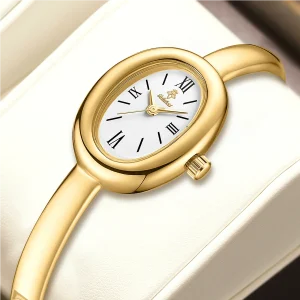 Montre Femme Ovale Dorée – Luxe & Élégance