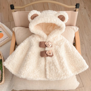 Poncho bébé en peluche oreille