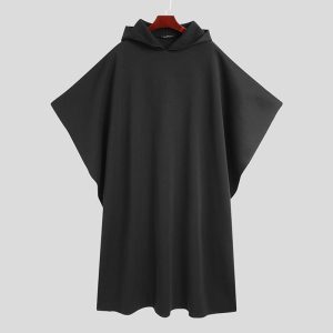 Poncho Long Homme à Capuche