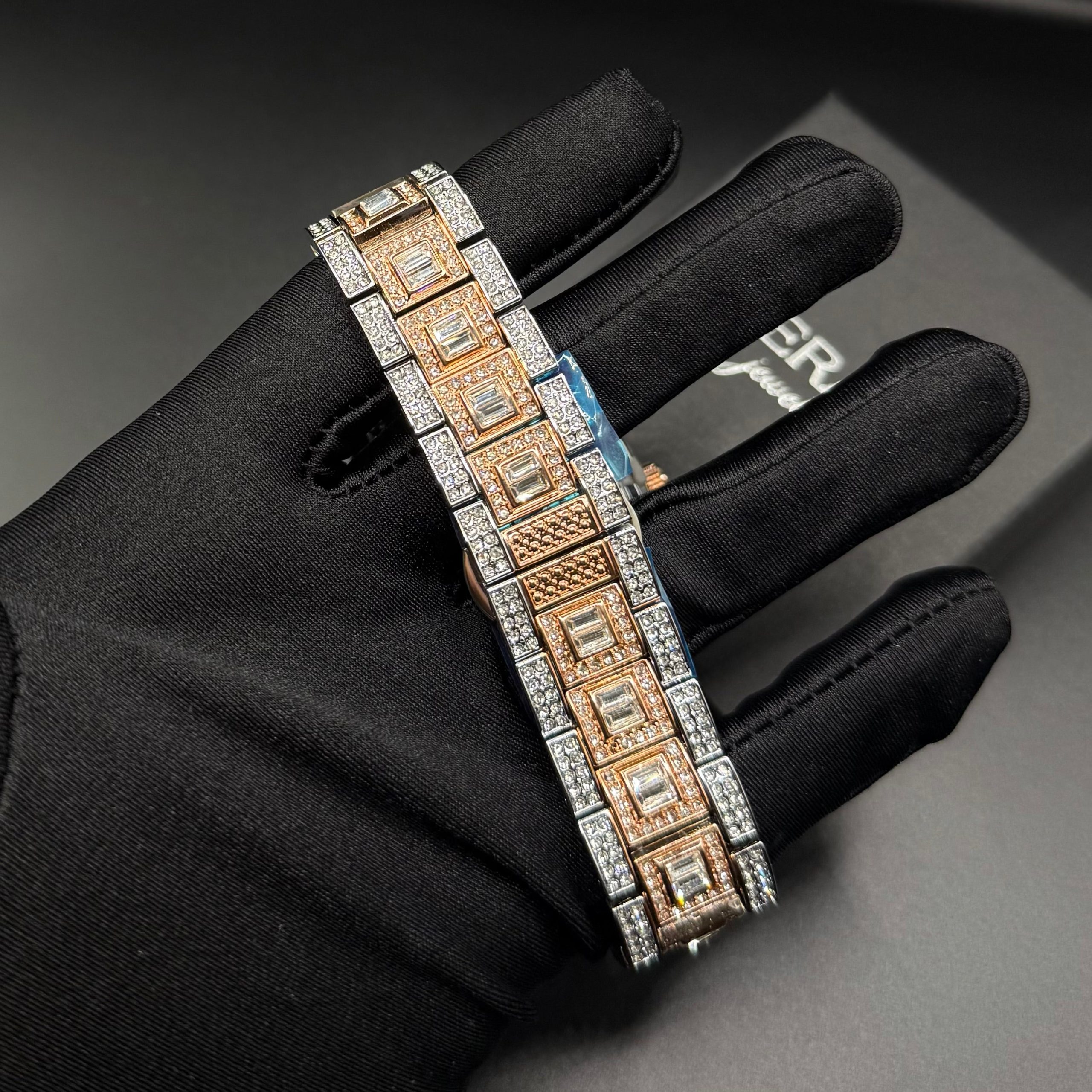 Montre homme luxe – diamant, plaqué or 18K, quartz, jour/date – Image 21