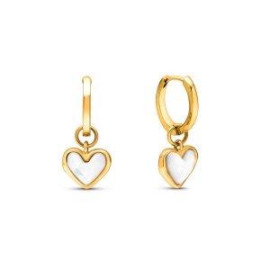Boucles d’oreilles cœur dorées – acier inoxydable, pendentif mignon