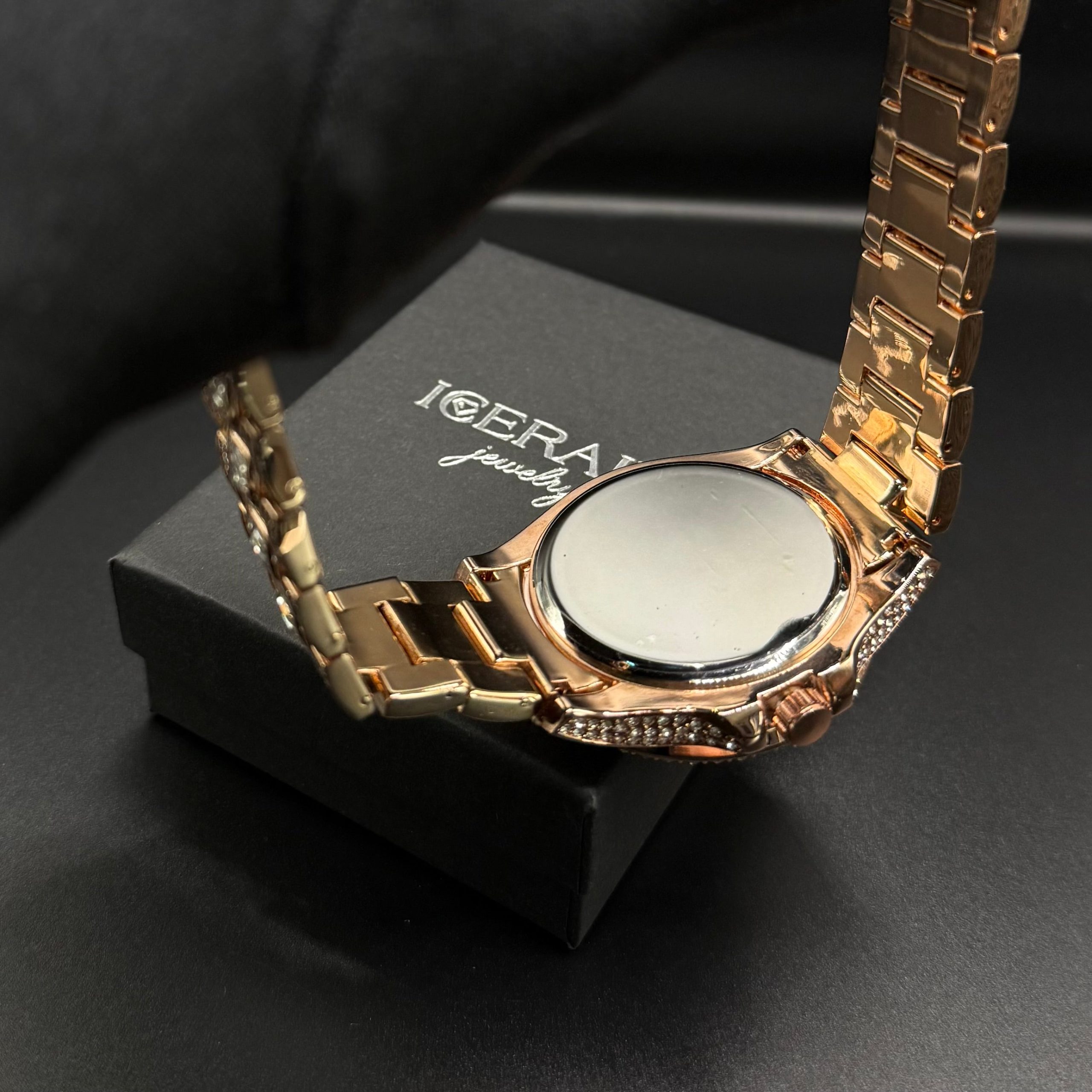 Montre homme luxe – diamant, plaqué or 18K, quartz, jour/date – Image 15