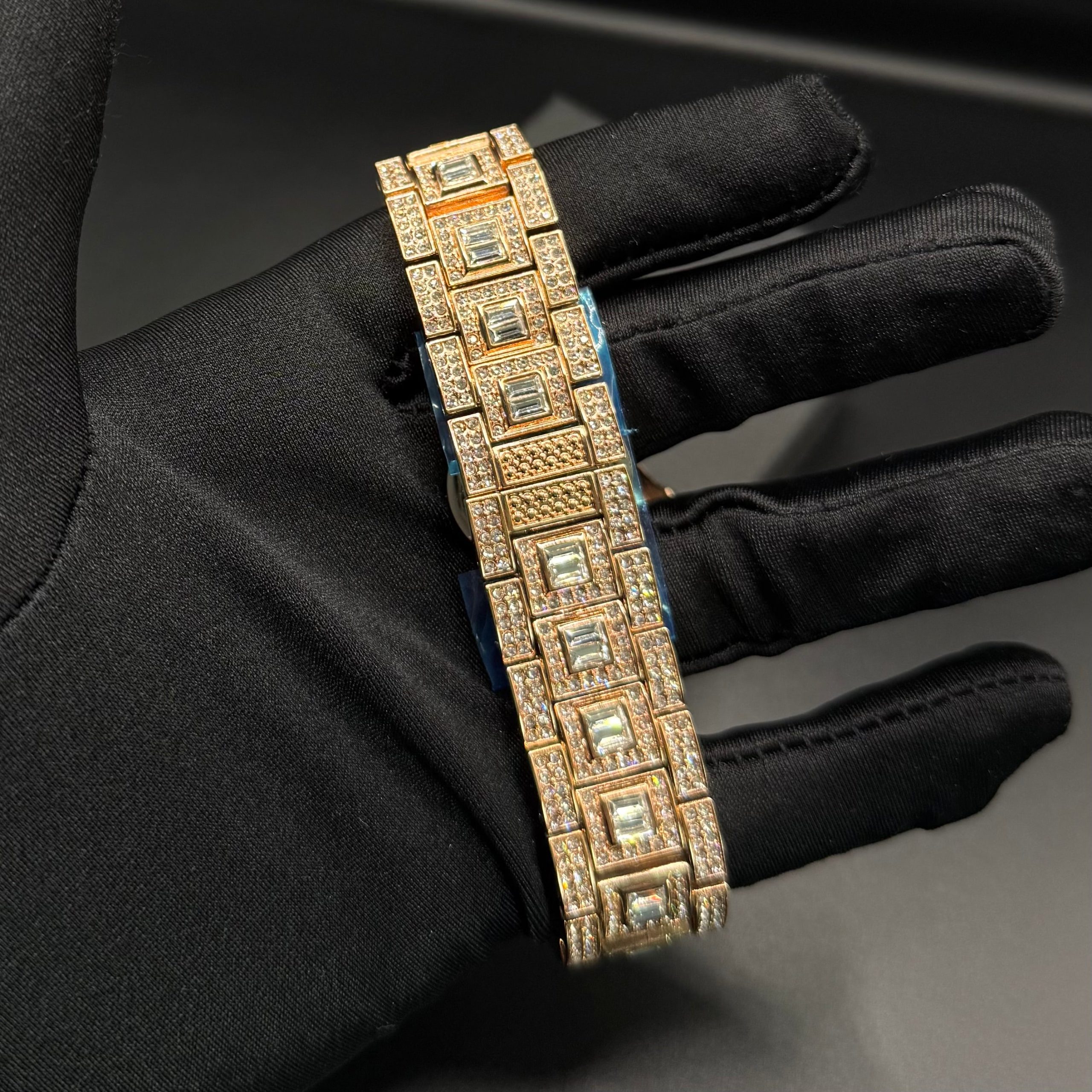 Montre homme luxe – diamant, plaqué or 18K, quartz, jour/date – Image 14