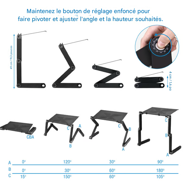 Support Laptop 360° Réglable – Bureau & Table – Image 6