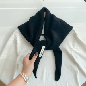 Écharpe triangle coréenne femme – laine chaude tricotée multifonction