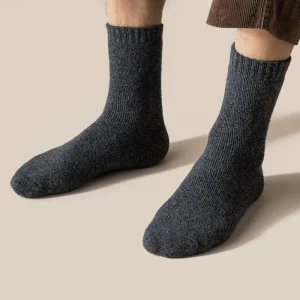 Chaussettes laine mérinos gris – thermiques, unisexe, 1 paire