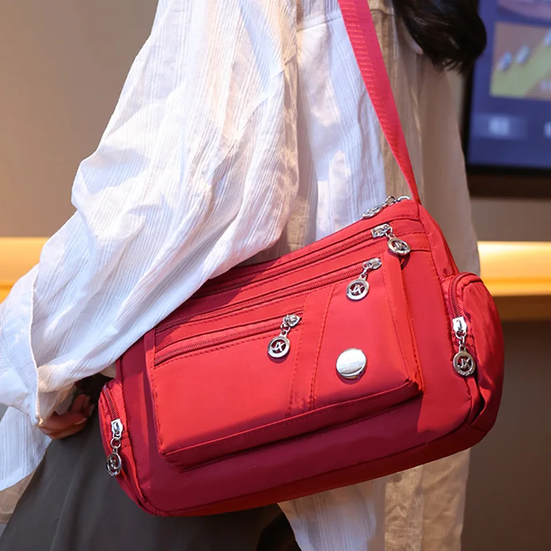 Sac à bandoulière nylon femme – tissu , multi-poches – Image 3