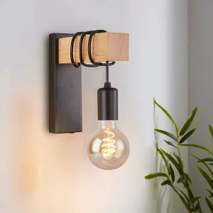 Applique Murale LED Bois – Style Industriel Rétro