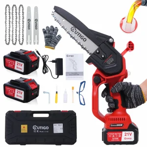 Tronçonneuse à Batterie 8 Pouces – Portable, 3 Guides de Chaîne