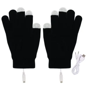 Gants Chauffants USB Unisexe – Mitaines Tricotées à Écran Tactile