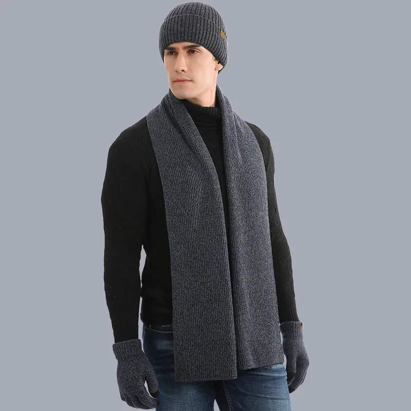 Ensemble bonnet gants homme – écharpe tricot laine, automne hiver – Image 6