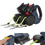 Laisse chien multifonction – 2 chiens, éclairage et rotation 360°