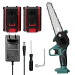 Mini tronçonneuse 21V – scie électrique jardin, 2 batteries