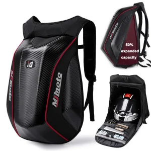 Sac à Dos Moto Fibre Carbone – Coque Rigide Étanche