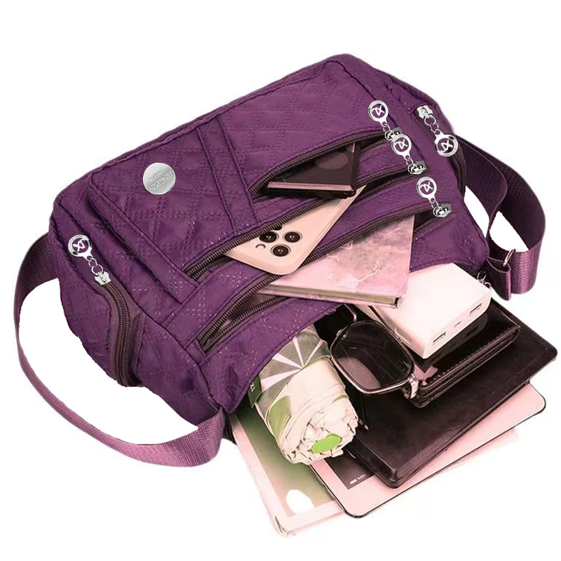 Sac à bandoulière nylon femme – tissu , multi-poches – Image 2