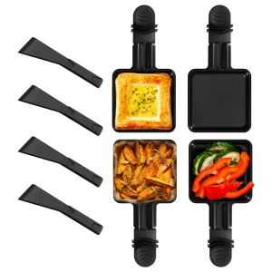 Mini Raclette 4 Pièces – Poêle Carrée Antiadhésive