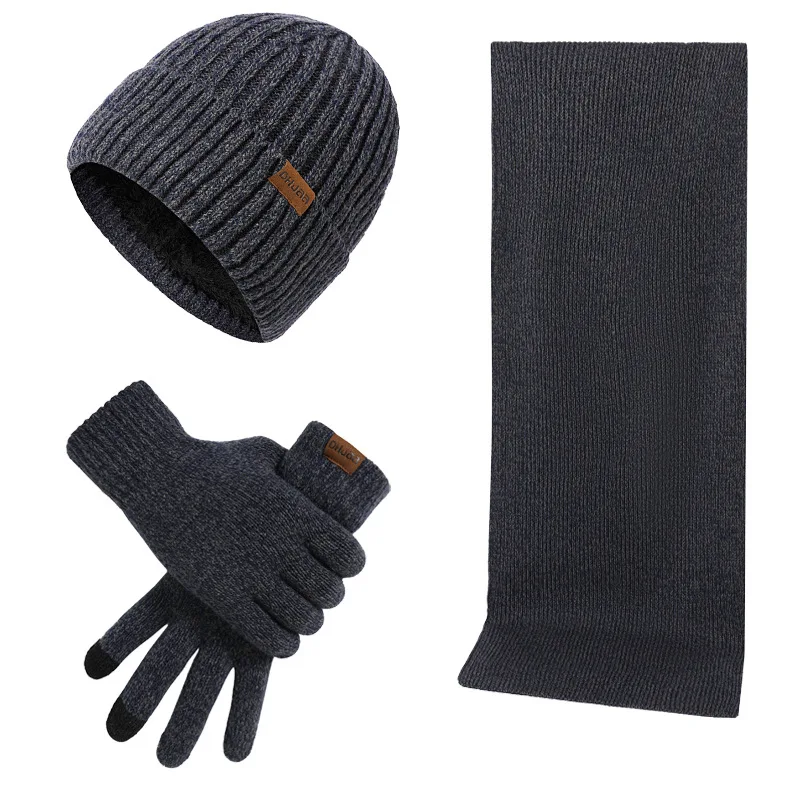 Ensemble bonnet gants homme – écharpe tricot laine, automne hiver – Image 7