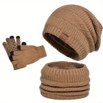 Set Hiver Homme Bonnet Écharpe Gants Chauds