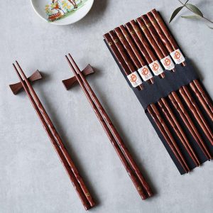Set de Baguettes Japonaises – Bois Naturel, Idéal pour Sushi