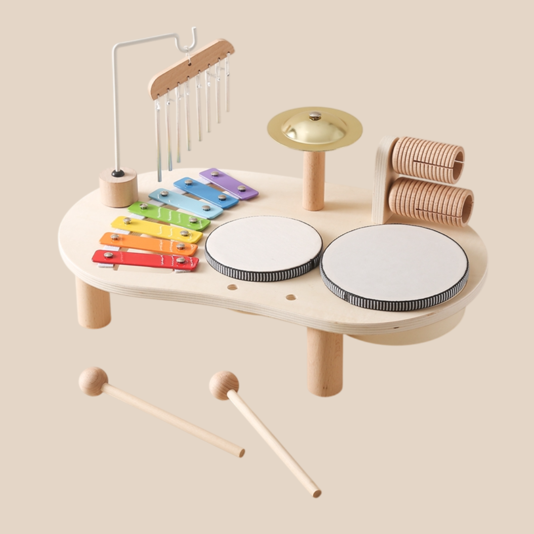 Table de Musique en Bois avec Xylophone et Tambours – Image 2