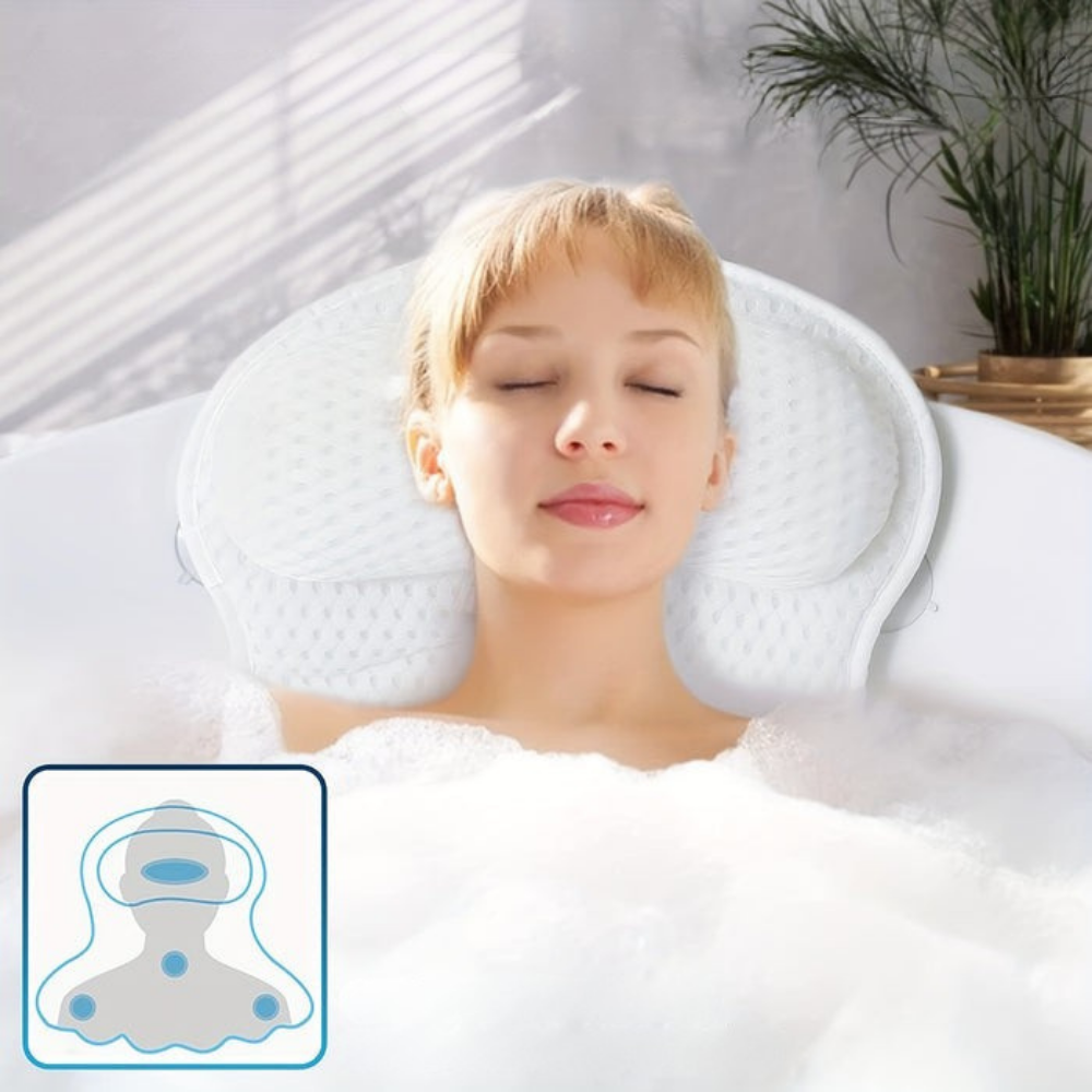 LuxeRest Oreiller de Bain Ergonomique en Maille Soutien Cou Dos – Image 3