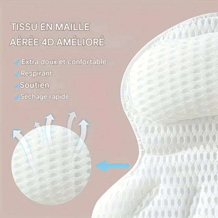 LuxeRest Oreiller de Bain Ergonomique en Maille Soutien Cou Dos – Image 9