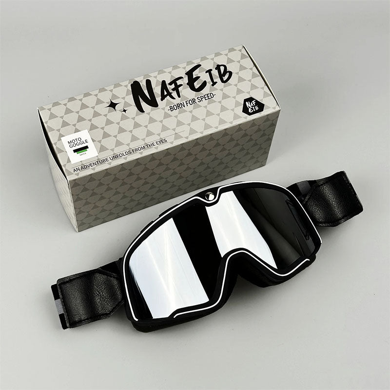 Men's Retro Motorcycle Goggles Fit Over Glasses Durable UV Protection HD Lens 15