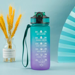 Bouteille d’Eau Sport Motivation – Marqueur de Temps, Anti-Fuite