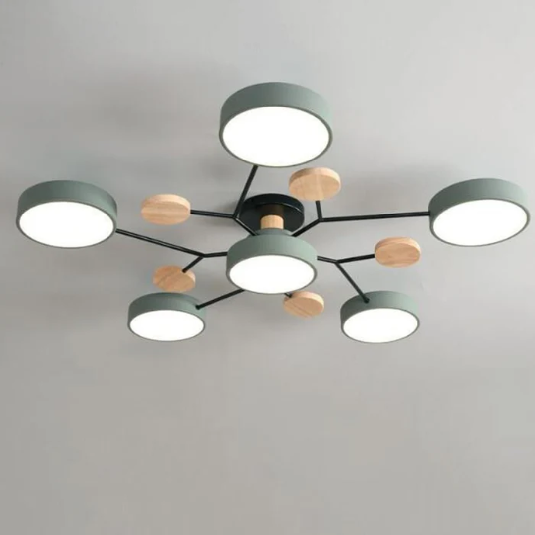 Plafonnier LED Rond Minimaliste pour Intérieurs Modernes Ceiling Lamp Electro Paris Vert 6 Tasses Blanc chaud