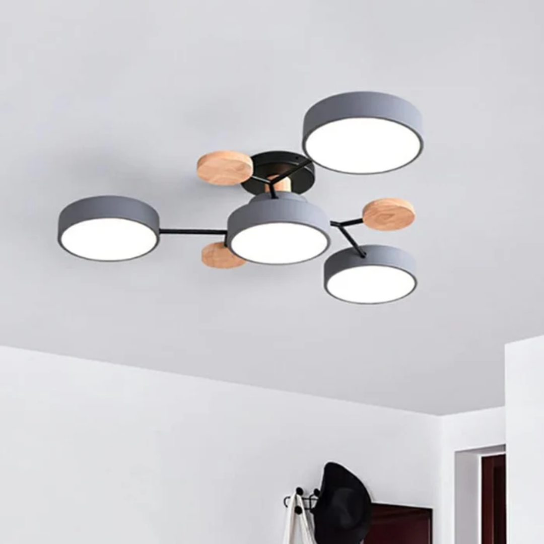 Plafonnier LED Rond Minimaliste pour Intérieurs Modernes Ceiling Lamp Electro Paris Gris 4 Tasses Blanc chaud