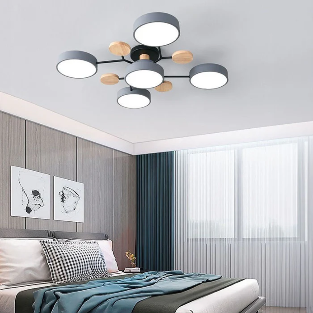 Plafonnier LED Rond Minimaliste pour Intérieurs Modernes Ceiling Lamp Electro Paris Gris 5 Tasses Blanc chaud