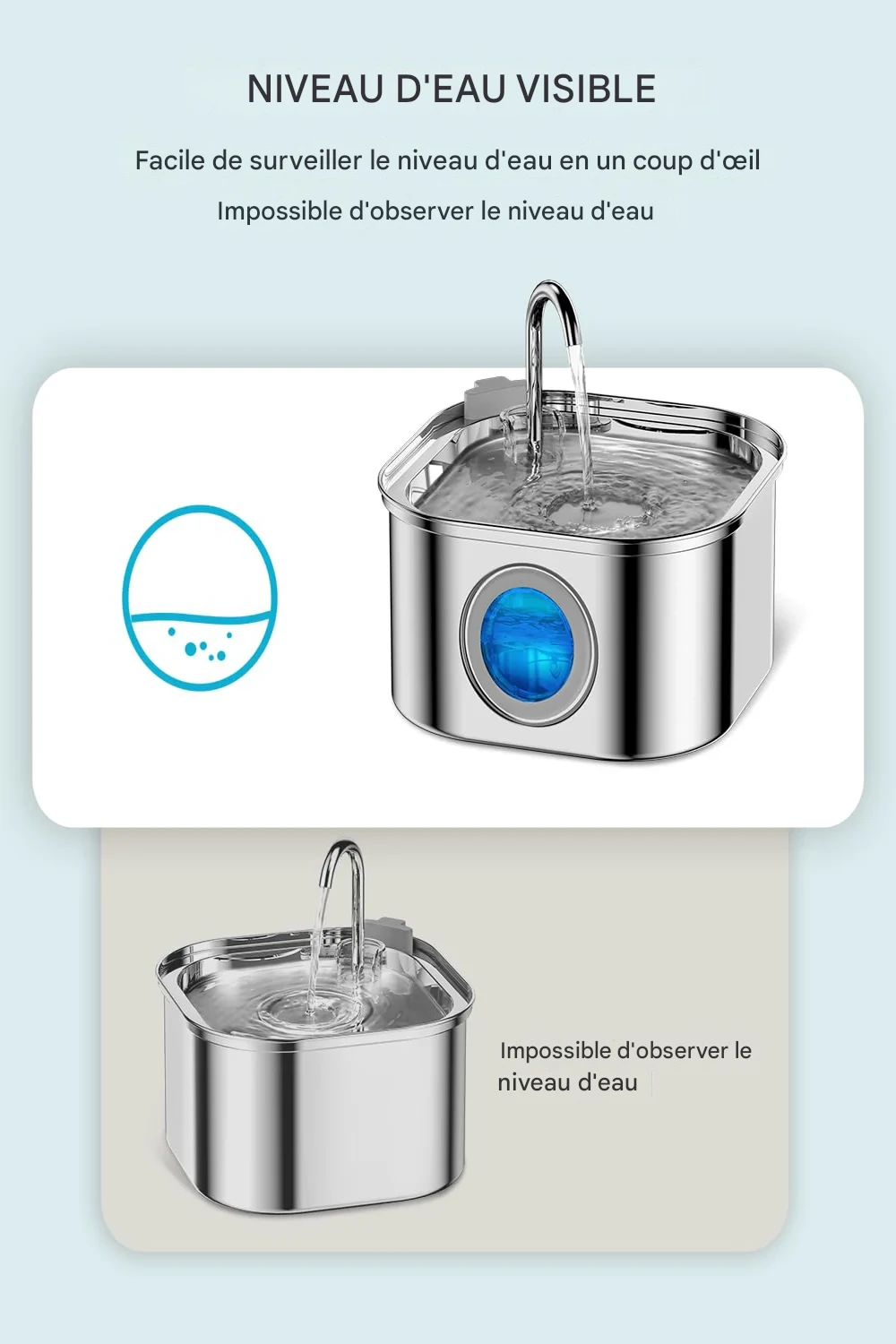 Distributeur d’Eau Automatique pour Animaux 3,2L Inox – Image 7