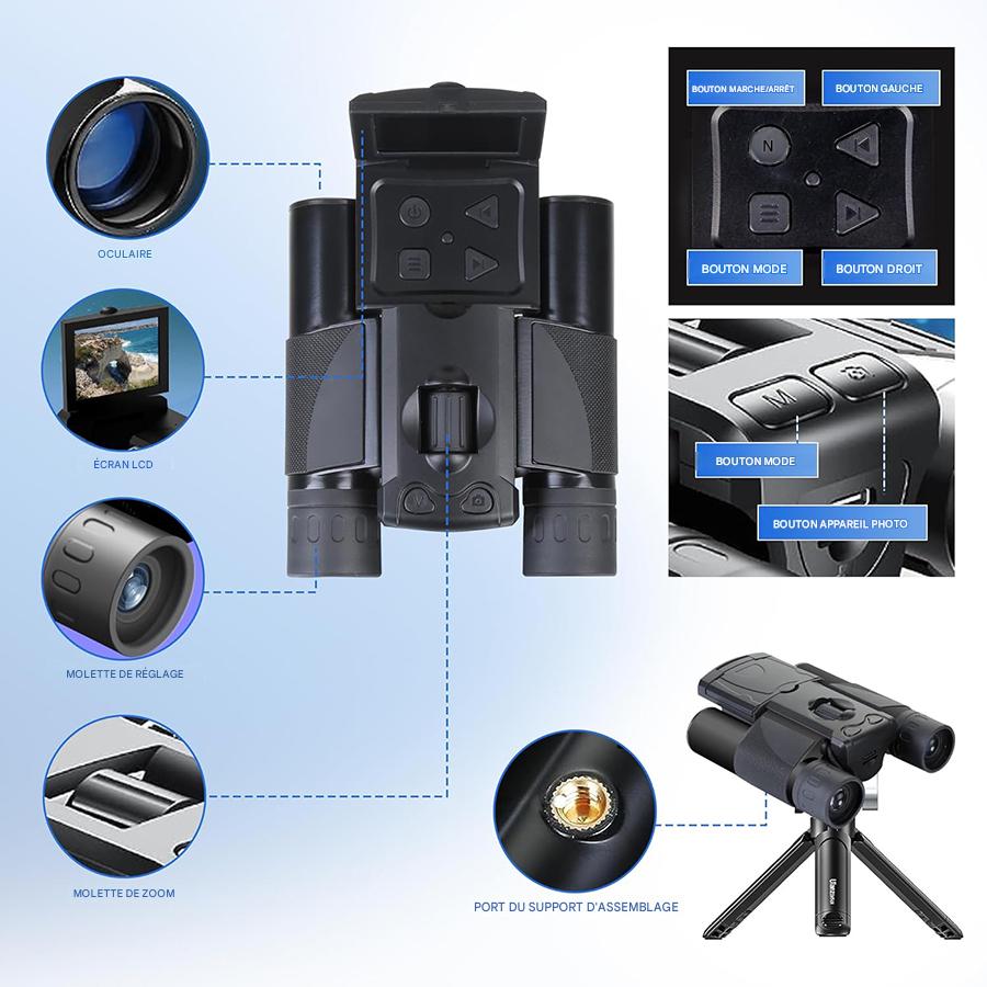 Jumelles numériques zoom 8x avec écran LCD HD pour photos et vidéos – Image 12
