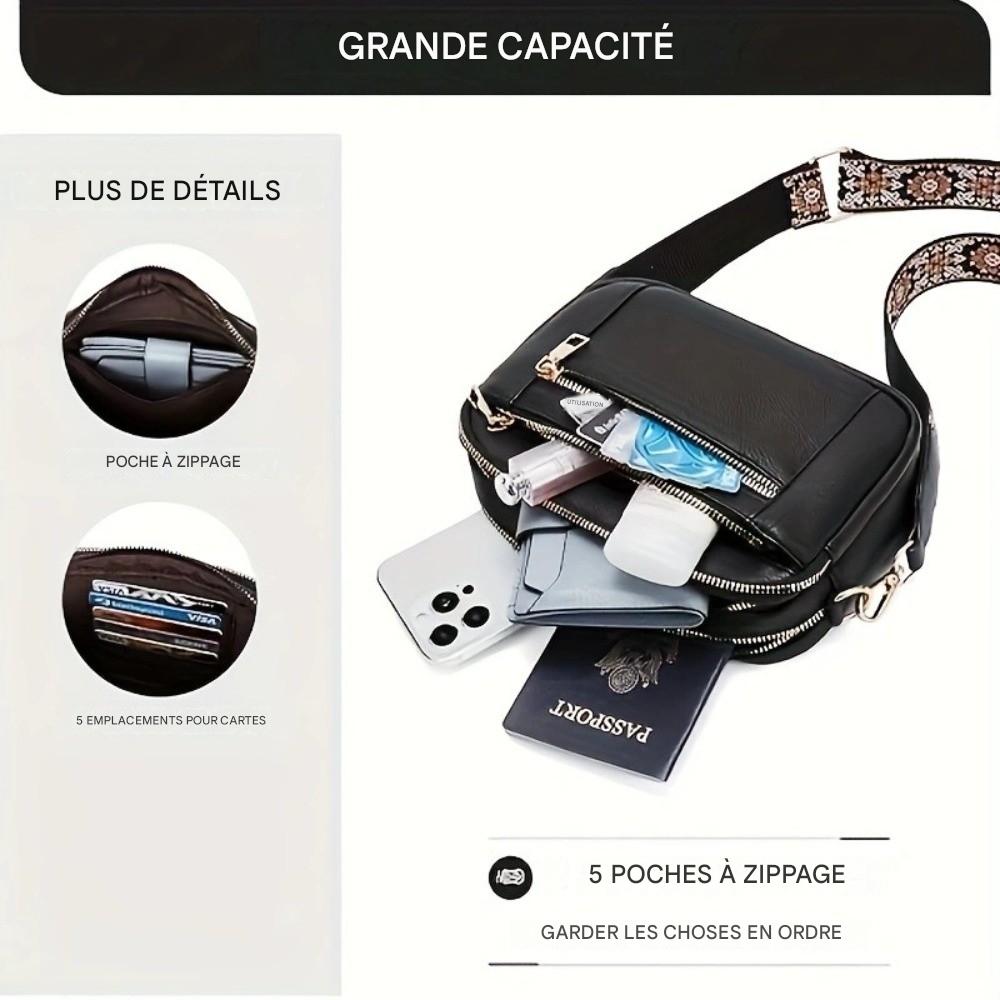 Sac Bandoulière Femme Cuir Végétalien Style Bohème – Image 9