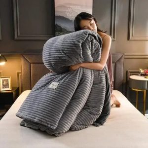 Housse de Couette en Velours Texturé Doux