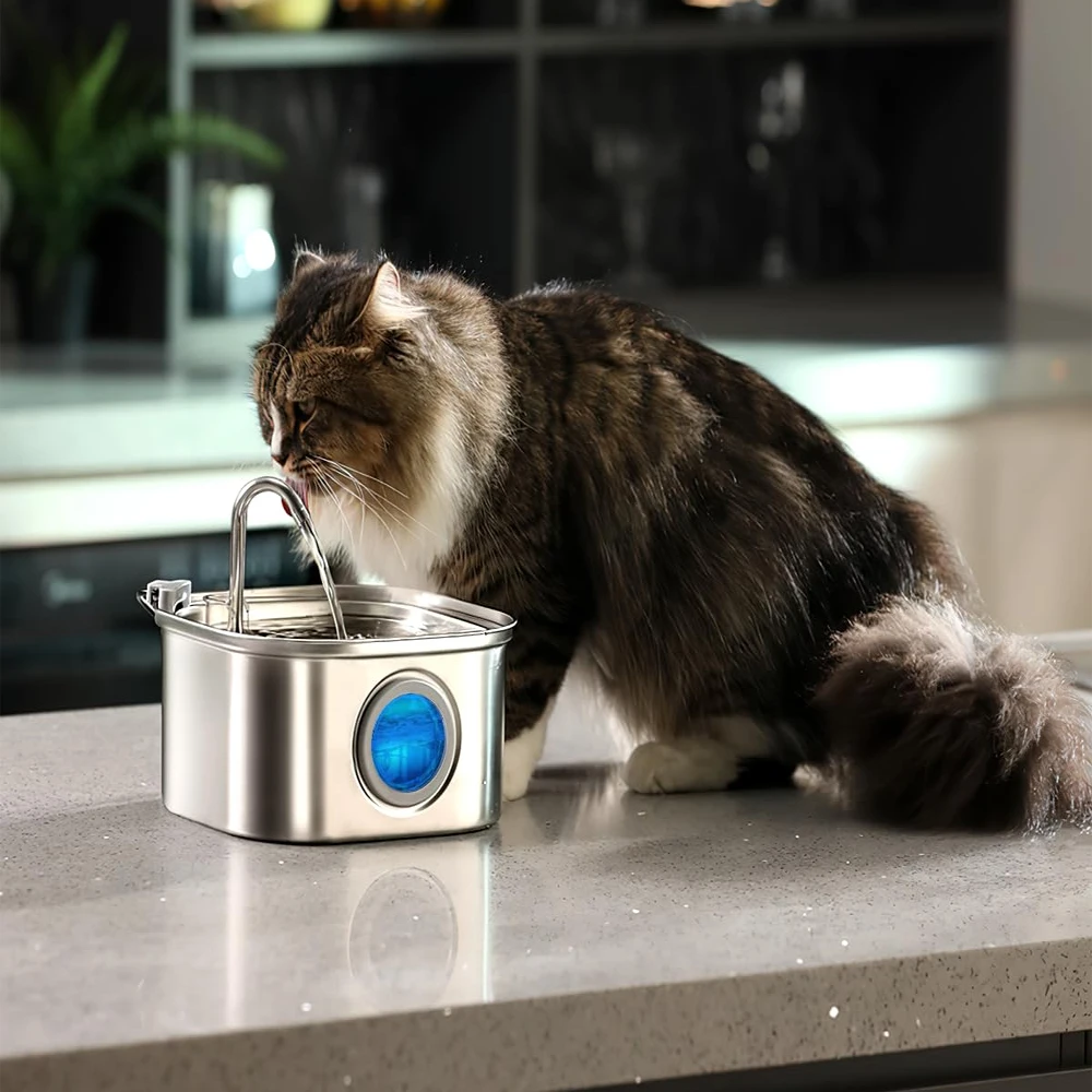 Distributeur d’Eau Automatique pour Animaux 3,2L Inox – Image 2