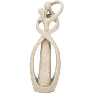 Statue Couple en Grès – Figurine Abstraite Fait Main