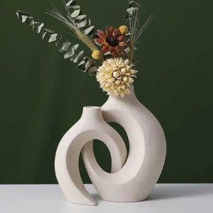 Vases Blancs en Céramique – Décoration Élégante pour Meuble TV et Maison