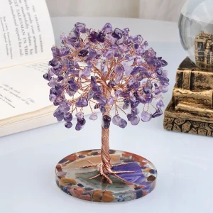 Arbre en Cristal Fil de Cuivre – Décoration Feng Shui Maison