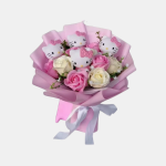 Bouquet De Fleurs Synthétiques Colorées Avec Figurines Hello Kitty Pour Cadeaux Et Décoration Flower bouquet Electro Paris 4 Rosa