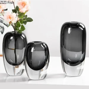 Vase Transparent en Cristal pour Fleurs – Décoration Moderne