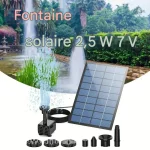 Fontaine Solaire 2,5W Design Séparé avec 6 Jets