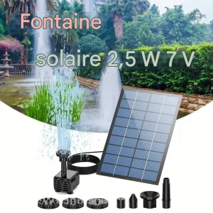 Fontaine Solaire 2,5W Design Séparé avec 6 Jets